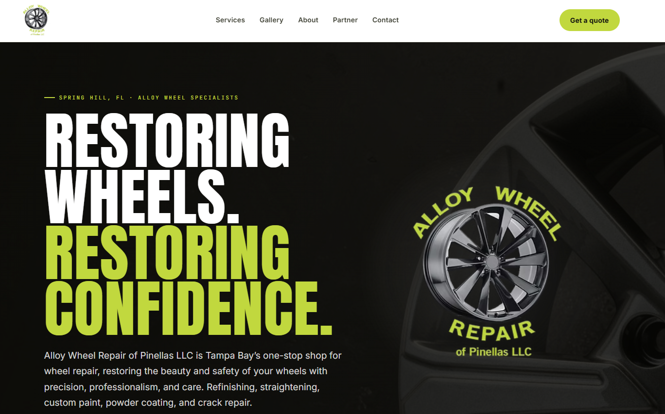 AWR Pinellas, alloy wheel repair website by Ape Studios