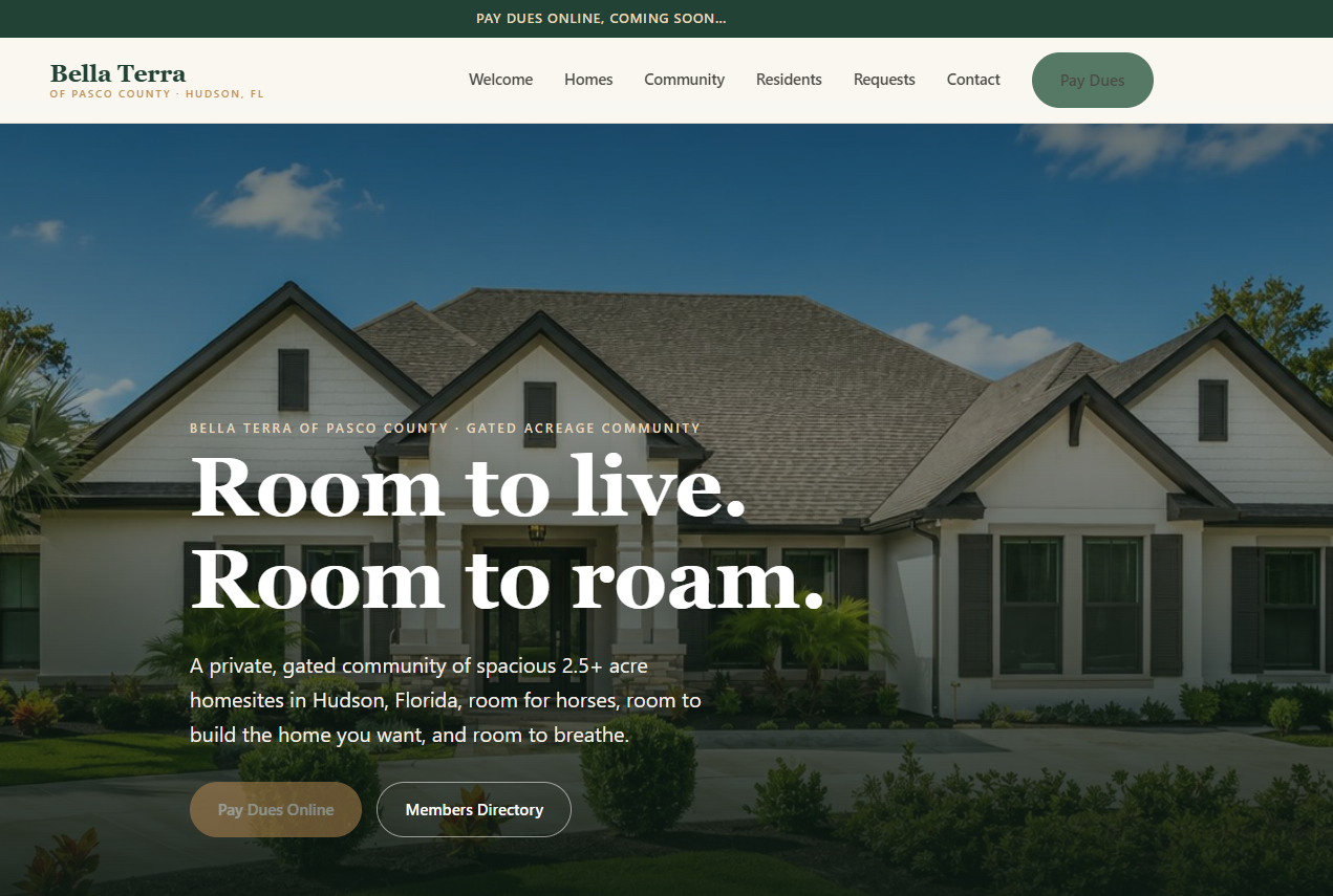 Bella Terra HOA, community website and board platform by Ape Studios