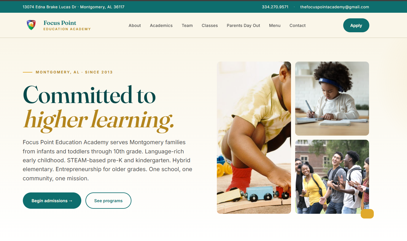 Focus Point Academy website by Ape Studios