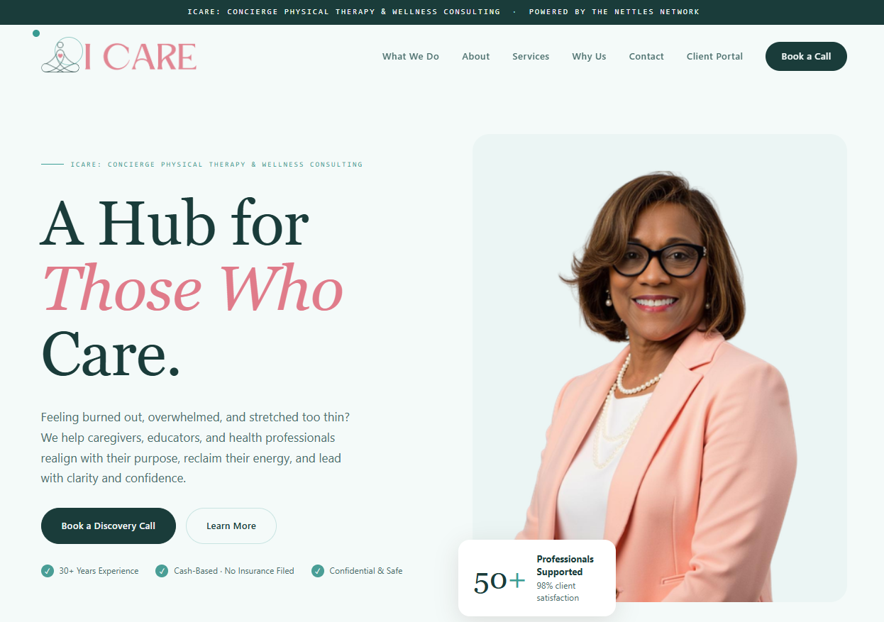 iCare PT Consulting, physical therapy consulting website by Ape Studios