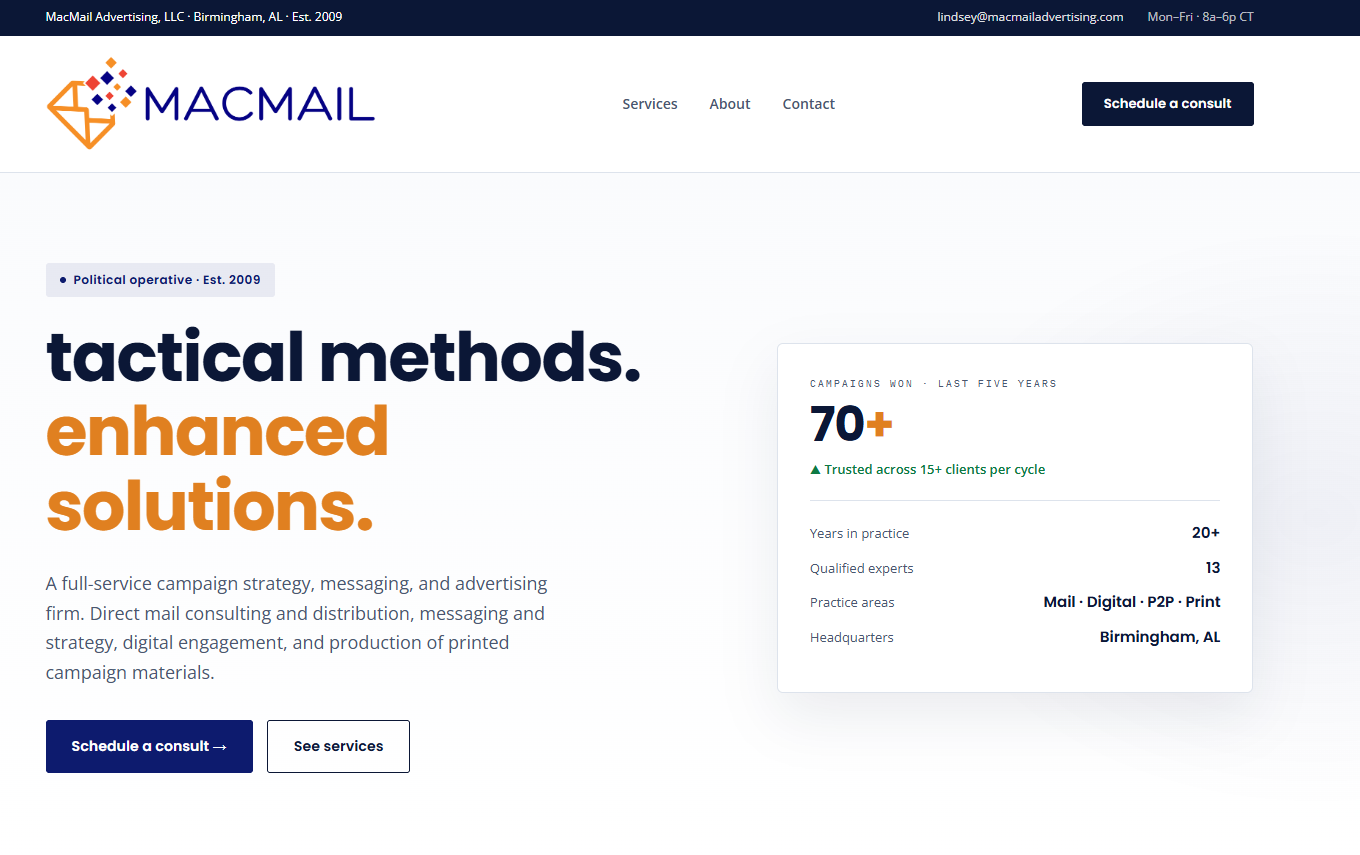 MacMail Advertising website by Ape Studios